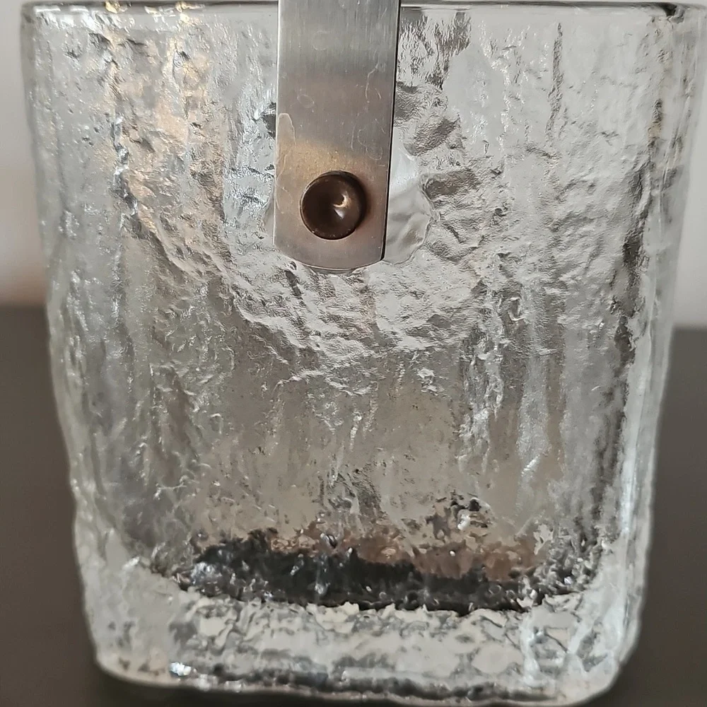 Vintage Hoya Crystal Ice Cube 70s Bucket Stainless Steel 5X5